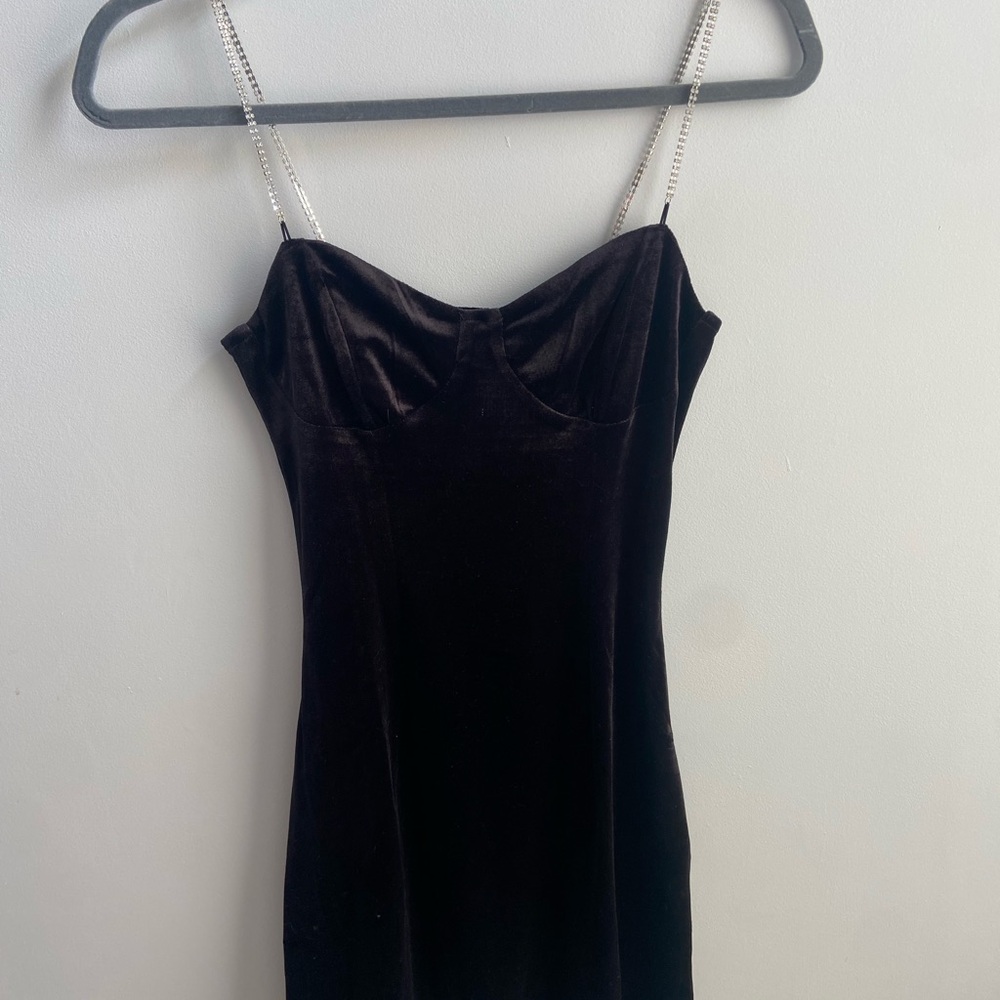 Divided Black Spaghetti Strap Slip Dress